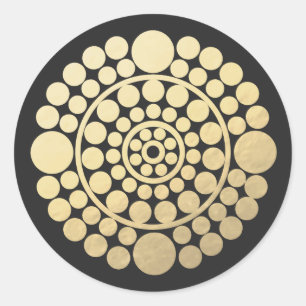 Moderner Gold Black Circle Mandala Runder Aufkleber