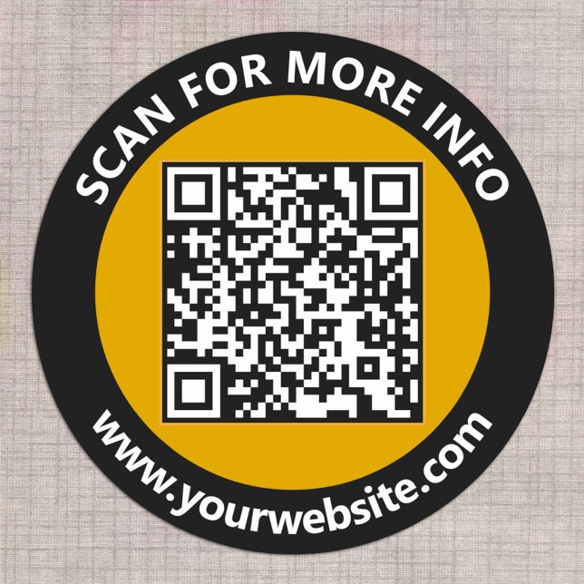 Moderner Gold Black QR Code Benutzerdefinierter we Runder Aufkleber (Von Creator hochgeladen)