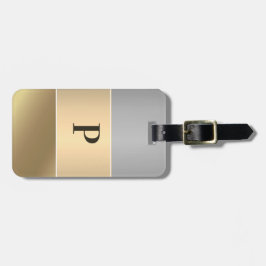 Moderner Gold Chopper Silver Metallic Monogram Nam Gepäckanhänger