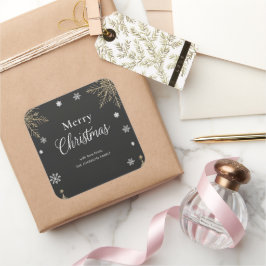 Moderner Gold Frohe Weihnachten Feiertags Aufklebe Quadratischer Aufkleber