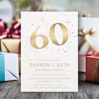 Moderner Gold Glitzer 60. Geburtstag Einladung