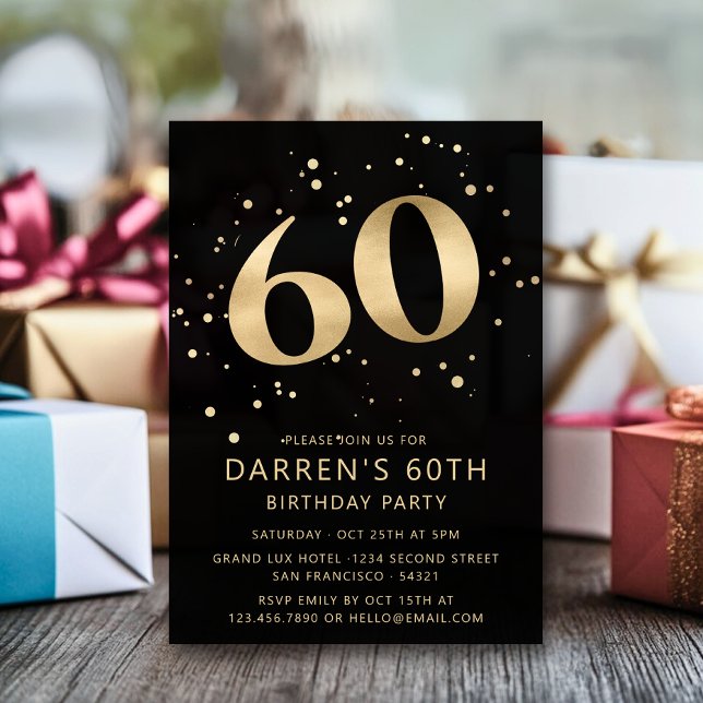 Moderner Gold Glitzer 60. Geburtstag Einladung (Von Creator hochgeladen)