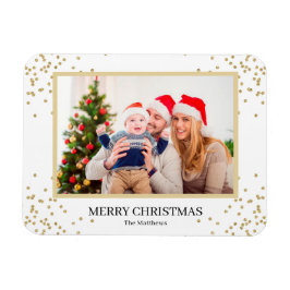 Moderner Gold Glitzer Frohe Weihnachtsfamilie Foto Magnet