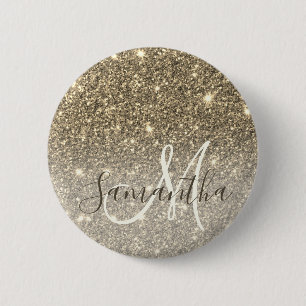 Moderner Gold Glitzer Glitzern Personalisiert Name Button