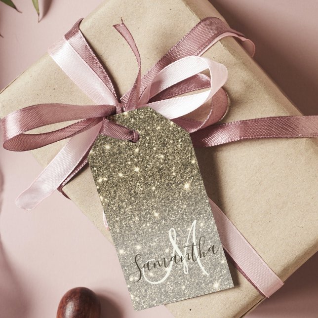 Moderner Gold Glitzer Glitzern Personalisiert Name Geschenkanhänger (Von Creator hochgeladen)
