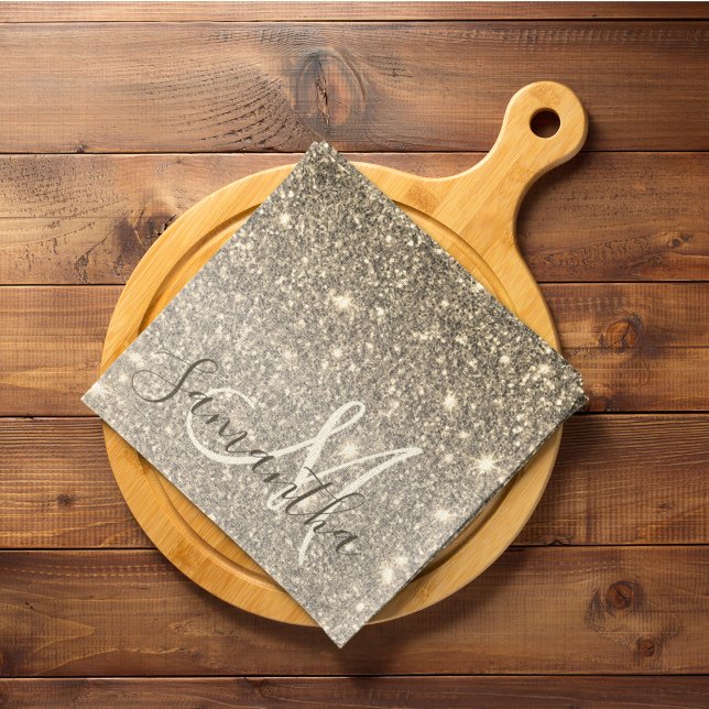 Moderner Gold Glitzer Glitzern Personalisiert Name Geschirrtuch (Von Creator hochgeladen)