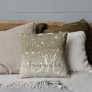 Moderner Gold Glitzer Glitzern Personalisiert Name Kissen