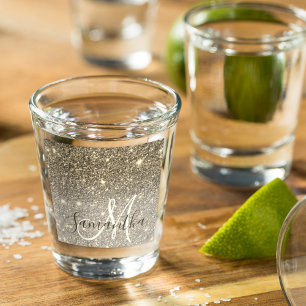 Moderner Gold Glitzer Glitzern Personalisiert Name Schnapsglas