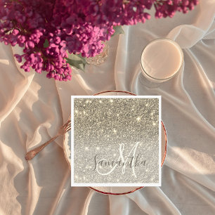 Moderner Gold Glitzer Glitzern Personalisiert Name Serviette