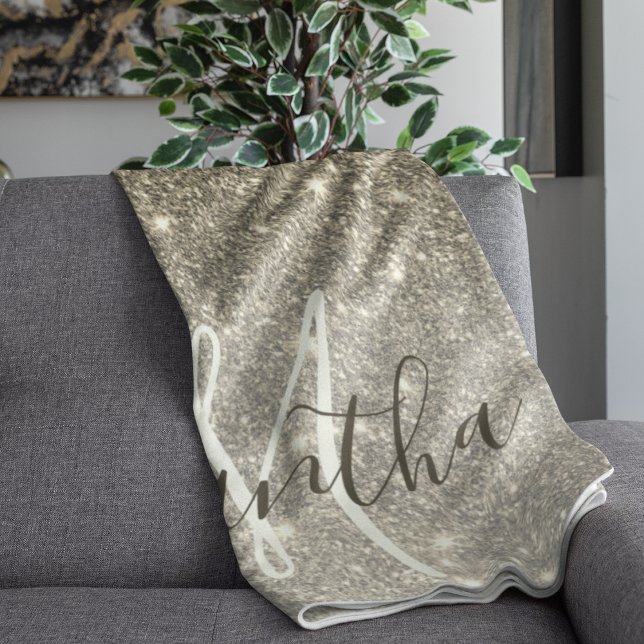 Moderner Gold Glitzer Glitzern Personalisiert Name Sherpadecke (Von Creator hochgeladen)