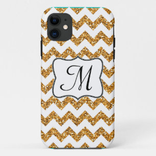 Moderner Gold Glitzer Zickzack Monogram IPHONE 5 F Case-Mate iPhone Hülle