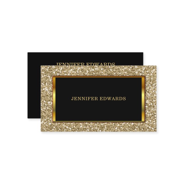 Moderner Gold golden Glitzer stilvoll beruflich Visitenkarte (Vorderseite/Rückseite Beispiel)