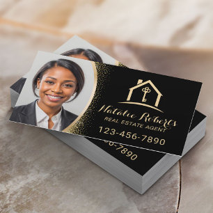 Moderner Gold-Immobilienmakler Professionelles Fot Visitenkarte