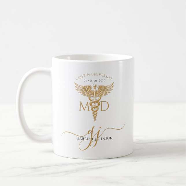 Moderner Gold MD Doctor Abschluss Kaffeetasse (Links)