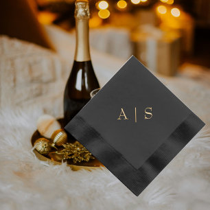 Moderner Gold Monogram Wedgecocktail Servietten Mit Folie