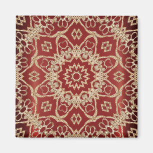 Moderner Gold-Rot-Blumenmagnet Magnet