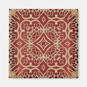 Moderner Gold-Rot-Blumenmagnet Magnet