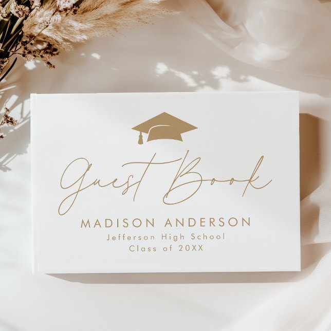Moderner Gold Script Foto Abschluss Gästebuch (Von Creator hochgeladen)