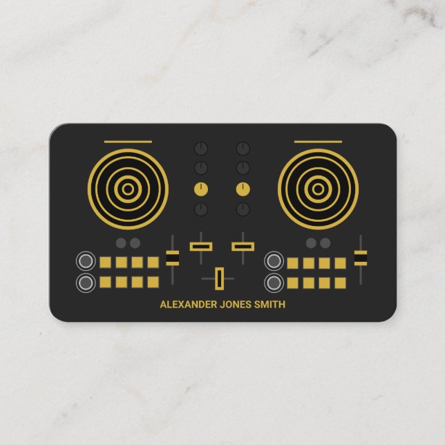 Moderner Gold-Tone-DJ-Controller Visitenkarte (Vorderseite)