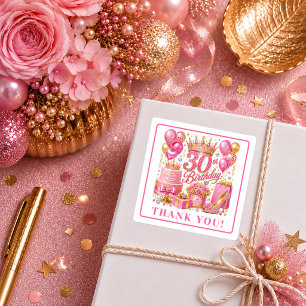 Moderner Gold- und Rosé-Sparkle-30.-Geburtstags-Au Quadratischer Aufkleber
