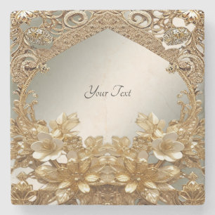 Moderner Gold Verzierter Blumengestein Untersetzer