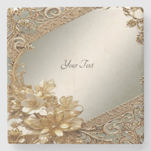 Moderner Gold Verzierter Blumengestein Untersetzer