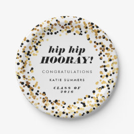 Moderner Goldconfetti-Abschluss-Party-Teller Pappteller