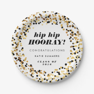 Moderner Goldconfetti-Abschluss-Party-Teller Pappteller