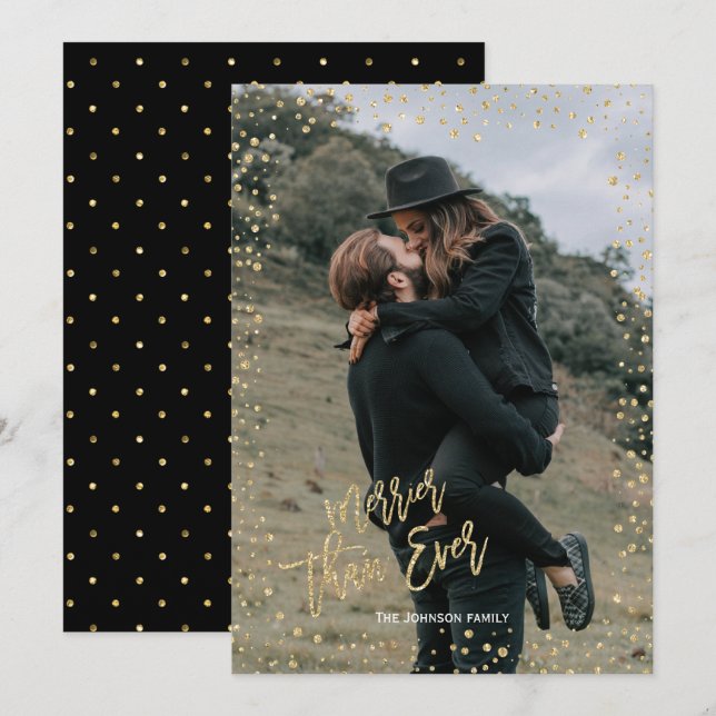 Moderner Golddot mit goldener Schrift Weihnachten (Vorne/Hinten)