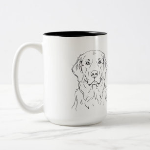 Moderner Golden Retriever Minimalistische Single L Zweifarbige Tasse