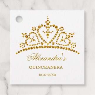 Moderner Goldene Glitzer-Effekt Tiara Quinceanera Geschenkanhänger