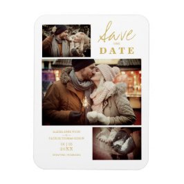 Moderner Goldener Effekt 3 maßgeschneiderte Fotos Magnet