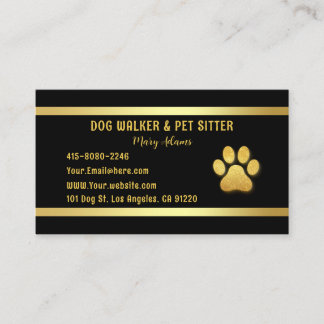 Moderner Goldener Hundespaziergang Pet Sitter Visitenkarte