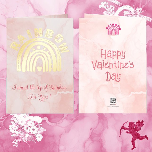 Moderner Goldener Regenbogen Romantische Valentine (Modern Classy Golden Rainbow Romantic Valentines Foil Holiday Card)