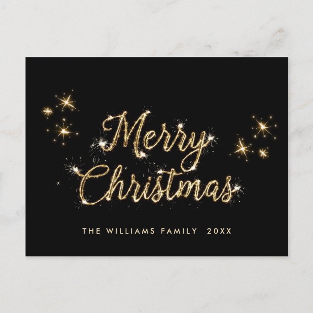 Moderner Goldener Weihnachtsgruß Postkarte (Vorderseite)