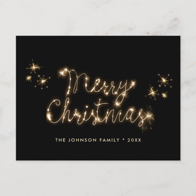 Moderner Goldener Weihnachtsgruß Postkarte (Vorderseite)