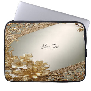 Moderner goldfarbener Verzierter floraler Notebook Laptopschutzhülle