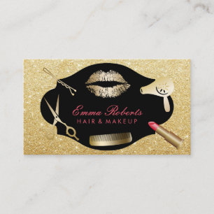 Moderner GoldGlitzer-Make-upkünstler-Haar-Salon Visitenkarte