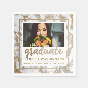 Moderner GoldGlitzer u. Marmor-Foto-Absolvent Serviette
