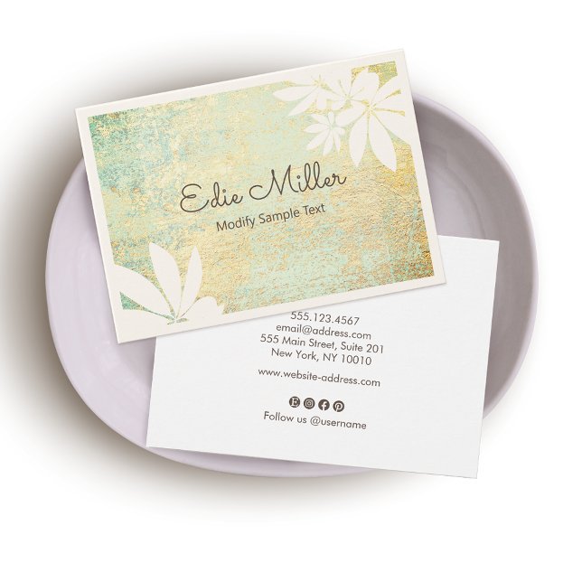 Moderner goldgrüner Abstrakter Blumenzitzer-Schrif (Von Creator hochgeladen)