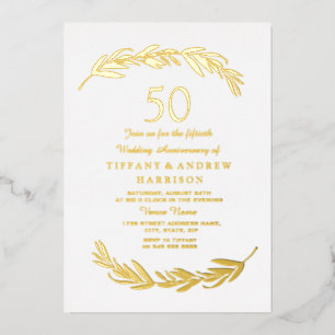Moderner Goldleaf-Film 50. Hochzeitstag Folieneinladung