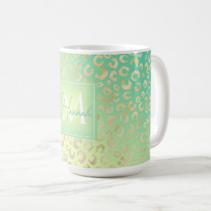 Moderner Goldleopard Print Yellow Minze Gradient Kaffeetasse