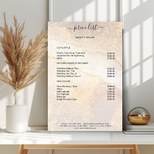 Moderner Goldmarmor-Glitter-Salon-Preisliste Poste Poster