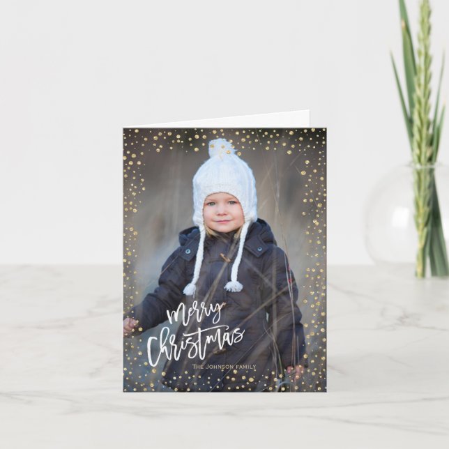 Moderner Goldpunkt mit weißer Schrift Weihnachten (Vorderseite)