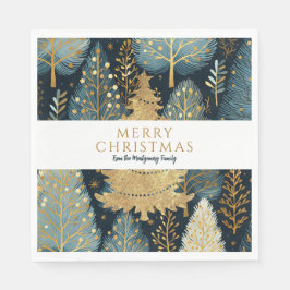 Moderner Goldreichtwald - Weihnachten Serviette