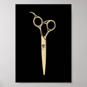 Moderner Goldschere Haar Stylist Friseur Friseur B Poster
