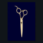Moderner Goldschere Haar Stylist Navy Salon Barber Poster<br><div class="desc">Moderne Goldschere Haar Stylist Friseur Barber Poster.</div>