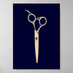 Moderner Goldschere Haar Stylist Navy Salon Barber Poster