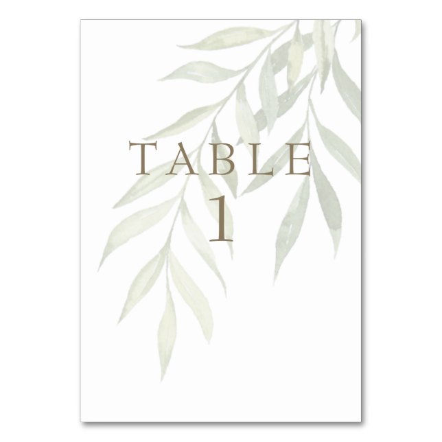 Moderner Goldtext für verschlungene Grünflächen Tischnummer (Vorderseite)