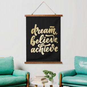 Moderner Goldtraum soll Motivierend H Wandteppich Mit Holzrahmen